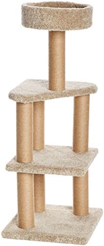 Amazon Basics Arbre à chat avec griffoirs, pour usage domestique, beige, taille L (45 x 45 x 117 cm)