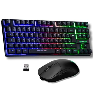 The G-Lab Combo Oxygen EX - Pack Clavier Souris sans Fil Gaming - Clavier Gamer sans Fil Format TKL et Souris Gamer sans Fil RGB, 3200 DPI - Clavier Souris Gamer Rechargeable - PC/PS4/PS5 - New