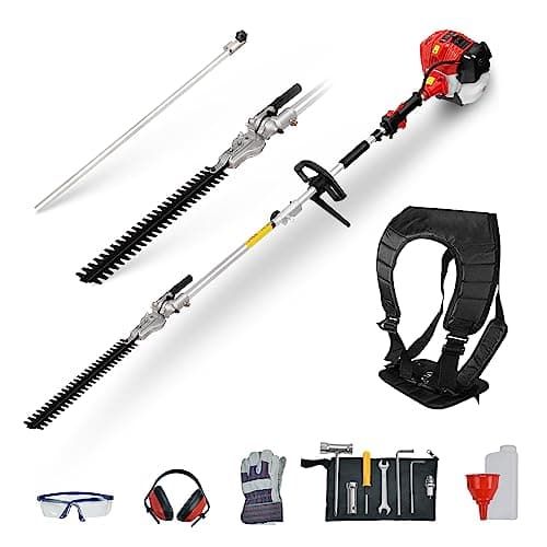 BU-KO 52cc Taille-haie à Essence Longue portée et Perche d'extension de 75cm, Taille de précision pour Haies Hautes et buissons, Facile à Utiliser, Haute Performance, Lame en Acier Durable