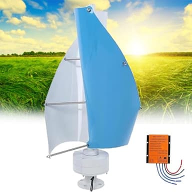 Éolienne générateur éolien à axe Vertical 16000W, kit d'éolienne Domestique, contrôleur de système éolien Hybride, générateur à Aimant Permanent pour l'alimentation énergétique Domestique(Blue,48V)