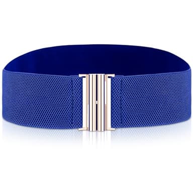 Cobee Ceintures larges et extensibles pour femme, ceinture élastique vintage, tendance, rétro, réglable, avec boucle pour robes, bleu, 68-100cm/26.7-39.3in