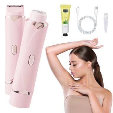 Rasoir Électrique 2 en 1 pour Femme, Rasoir Électrique À Double Tête pour Femme Rechargeable, Wet&Dry Tondeuse Bikini Femme pour Visage, Bras, Jambes, Aisselles, Étanche Rasoir Femme Electrique