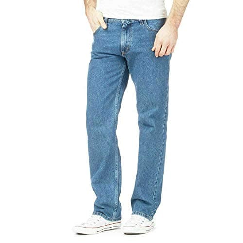 FASHION 7STAR Jean coupe classique Authentics pour hommes, jambe droite, coupe régulière, jean en denim de base classique (bleu clair, longueur 29 / taille 44)