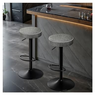 STOOLINK Tabouret de Bar Lot de 2 Chaise de Bar Cuir Microfibre, Tabourets Bar Réglable en Hauteur, Chaises de Bar pour Cuisine, Tabouret Bar Pivotant à 360° Chaises Bar avec Repose-Pieds-Gris