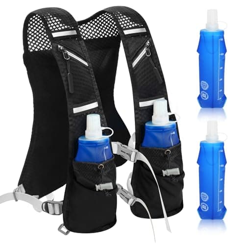 Gilet d'hydratation Trail Running + 2 Soft Flask 500 ML, Gilet d'hydratation de Course à Pied pour Femmes et Hommes, Sac à Dos réglable pour Course, pour Marathon Cyclisme, Randonnée, Running