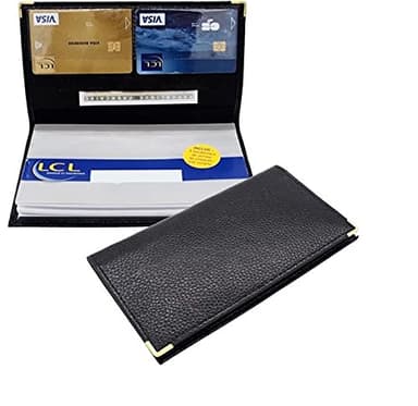 KMSTARS Porte chéquier et Cartes Cuir Format Correspondance Homme Femme croûte de Vachette