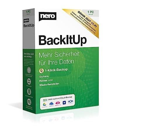 Nero BackItUp - Boîte avec lien de téléchargement | Sauvegarde de données, sauvegarde, récupération de données, sauvegarde dans le nuage, durée illimitée, 1 PC - Windows 11 / 10 / 8 / 7 | 1PC