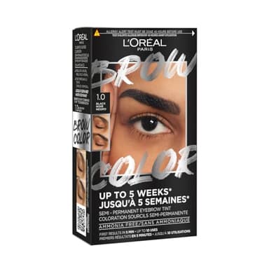 L’Oréal Paris - Teinture Sourcils Semi-Permanente - Tenue Jusqu’à 5 Semaines* - Premiers Résultats en 5 Min - Jusqu’à 10 Utilisations - Sans Ammoniaque - Brow Color - Teinte : 1.0 Noir