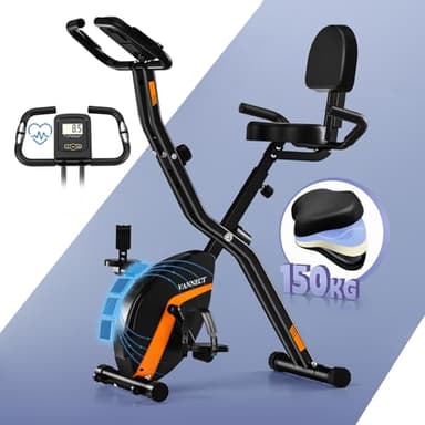 2025 Nouveau Vélo d’Appartement Pliable, Vannect Vélo d’Exercice avec Moniteur LCD et Mesure du Pouls Manuel, Velo d Appartement Silencieux et Confortable, Rangement Pliable, Charge Maximale 150 kg