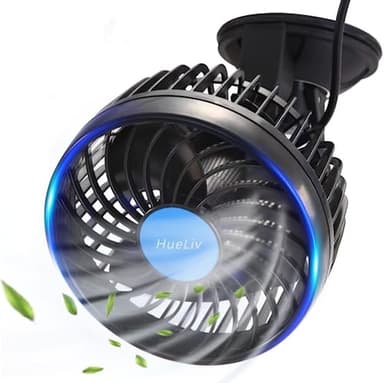 HueLiv Fan de Voiture Ventilateur de Refroidissement d'ajustement Puissant Silencieux et à Vitesse de Stepless Rotation Variable, Refroidissant Les Ventilateurs de Voiture 12 V en été (6')