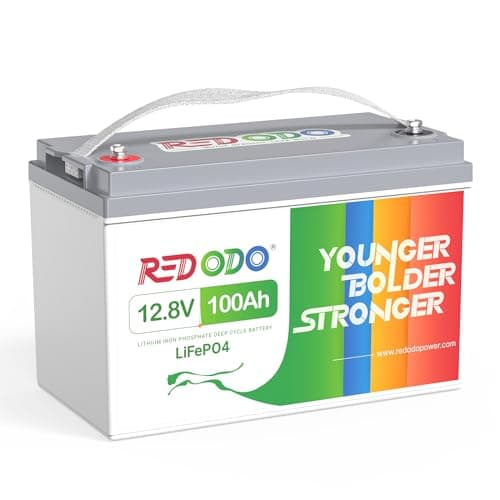 Redodo Batterie Lithium 12V 100Ah, Batterie LiFePO4 Rechargeable avec BMS 100A, 4000+ Cycles, pour Camping Car, Système Off-Grid, Bateau, Caravane, Solaire
