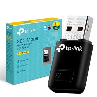 TP-Link Clé WiFi Puissante N300 Mbps, mini adaptateur USB wifi, dongle wifi, Bouton WPS, compatible avec Windows 11/10/8.1/8/7/XP, Mac OS 10.15 et versions antérieures, Linux , Noir, TL-WN823N