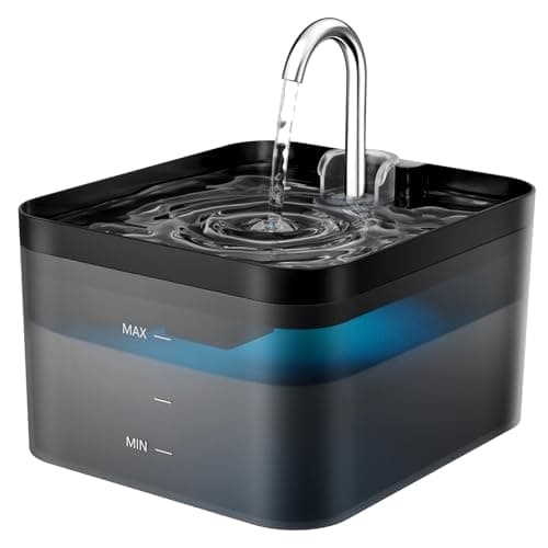 PawPoll Fontaine a Eau Chat, 2,2L, Super Silencieuse, Filtre à Carbone Activé, Facile à Mettoyer, Distributeur Eau Chat avec LED, Convient à Plusieurs Animaux de Compagnie
