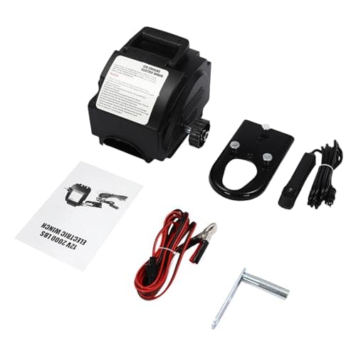 Treuil électrique 12 V – Treuil haute performance avec force de traction de 300 W et 2721 kg, contacts robustes et engrenages en acier pour voitures, remorques, remorques de bateau, yachts et treuils