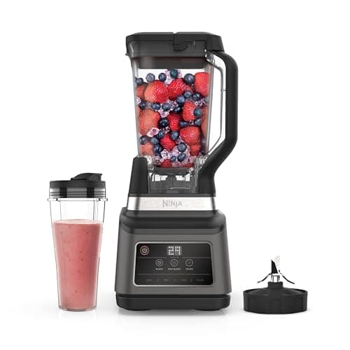 Ninja 2-en-1 Blender avec 3 programmes automatiques, mixeur avec 4 réglages manuels, bol de 2,1 L et tasse de 700 ml, 1200 W, pièces lavables en lave-vaisselle, Auto-iQ, noir BN750EU