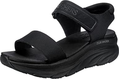 Skechers Femme D'lux Walker New Block Sandalias-mujer, Noir Dos Noir, 38 EU
