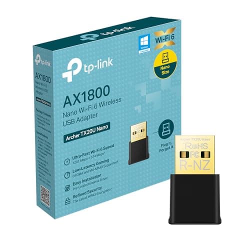 TP-Link Clé WiFi 6 Puissante AX1800 Mbps, Archer TX20U Nano, Nano Adaptateur USB WiFi, dongle WiFi, Bi-Bande, 2.4G / 5GHz, MU-MIMO, WPA3, Compatible avec Windows 11/10