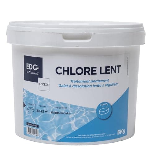 EDG - Chlore Lent Piscine - Désinfecte - Galet 200g - Seau 5 Kg- Action Permanente Longue Durée - Gamme Traitement Et Accessoires Piscine EDG Access