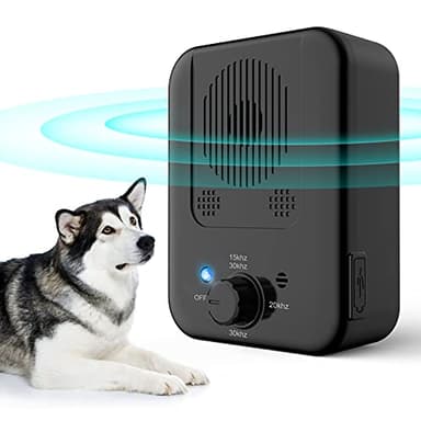 Anti Aboiements Chiens, 3 Réglable Fréquence Ultrasons Dispositifs Anti-aboiements avec Sifflet, 33 Pieds Rechargeable Dispositif Dissuasion pour Petits et Grands Chiens Exterieu,anti aboiement chien