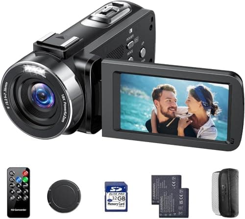 CAMWORLD Caméscope Caméra vidéo 4K 42MP Vlogging Caméra pour Youtube, 3" Écran Rotatif à 270° Zoom numérique 18X Camcorder Video Camera, Camera Vlog avec Carte 32 Go, Télécommande，2 Piles