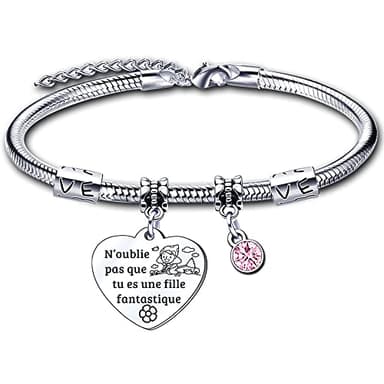 ZYMGUO Bracelet Cadeau Fille, N'oublie Pas Que Tu Es Une Fille Fantastique, Inspirant Charms, Idée Anniversaire (1)