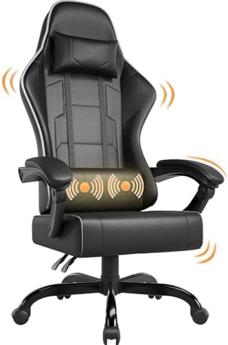 Airfish Chaise de Bureau, Ergonomique, Fauteuil de Jeu, avec Appui-tête, Coussin Lombaire rembourré, capacité de 150 kg, Noire