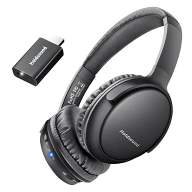 Holdsound Casque sans Fil TV, Casque TV sans Fil pour Personnes Âgées avec Émetteur USB Portable, Plug and Play, Pas De Retard Audio, Léger Et Confortable, Portée De 50 m, 20 Heures De Divertissement