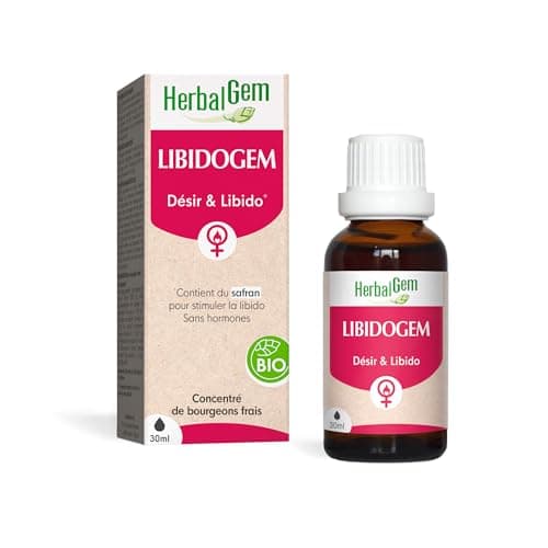 HERBALGEM - Libidogem - Désir & Libido Femme - Naturel - Complément Alimentaire Gemmothérapie Concentrée - Extrait De Bourgeon Frais De Safran - Sans Hormones - Bio - 30 ml