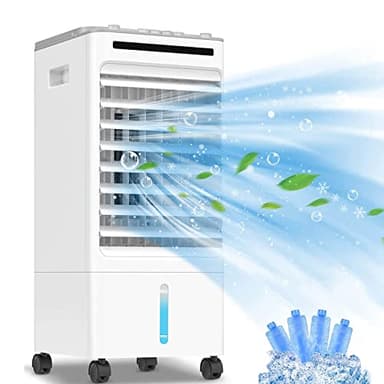SONBION Climatiseur Mobile, Refroidisseur D'Air éVaporatif Silencieux, 4 en 1 Climatiseur Portable Ventilateur Humidificateur Purificateur D'Air pour Maison Bureau, RéServoir D'Eau 5l, 3 Wind Speeds