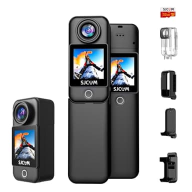SJCAM C300 Caméra Sport 4K30FPS 20 MP, Double Écran 2,4 G/5 G WiFi Caméra Étanche sous-Marine 30M EIS Anti-Vibration avec 2 Batterie 2800 + 1000 mAh Kit d'Accessoires