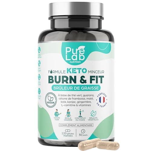 Brûleur de Graisse Puissant - Coupe Faim - Puissant Complexe de Plantes Amaigrissant - Effet Minceur Efficace - BURN&FIT - 120 gélules Vegan - Fabriqué en France
