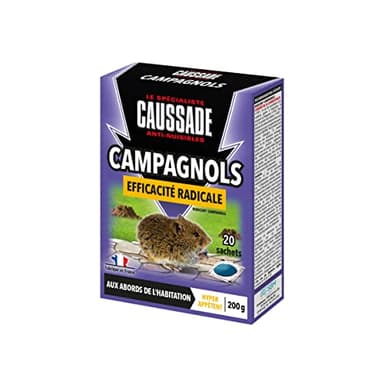 CAUSSADE Anti-Campagnols - Efficacité Radicale - Lieux secs & humides - 20 sachets Pâtes - prêt à l'emploi - Une Ingestion Suffit - Fabriqué en France - 200g CARPT200