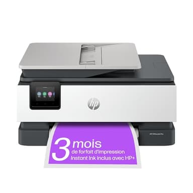 HP OfficeJet Pro 8122e Imprimante tout en un - Jet d'encre couleur – 3 mois d'Instant Ink inclus avec HP+ (Impression/Copie/Scan, Chargeur automatique de documents, Recto/Verso automatique, Wifi)