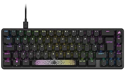 CORSAIR K65 PRO MINI RGB 65% Clavier de Jeu Filaire Optique-Mécanique - Commutateurs Linéaires OPX - Capuchons de Touches PBT Double-Shot - Compatible iCUE - PC, PS5, PS4, Xbox - AZERTY FR - Noir