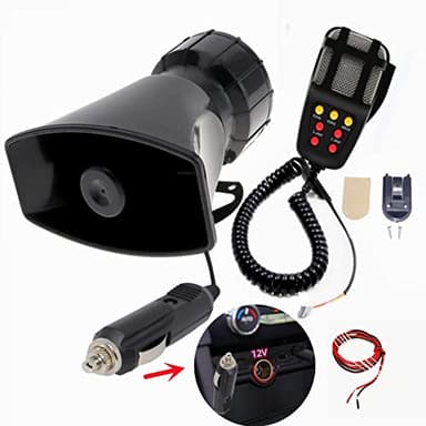 YIYIDA Klaxon de voiture avec connexion pour allume cigare de voiture 130db Car Horn Trompette de camion Sirène de voiture avec micro Système de haut-parleurs PA 7 tone pour 12V Voiture bateau