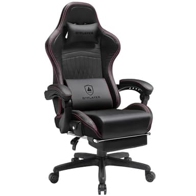 GTPLAYER Chaise Gaming, Fauteuil Gamer Ergonomique avec Haut-Parleur Bluetooth, Siège Pivotante avec Accoudoirs Synchronisés et Repose-Pieds (Rouge)