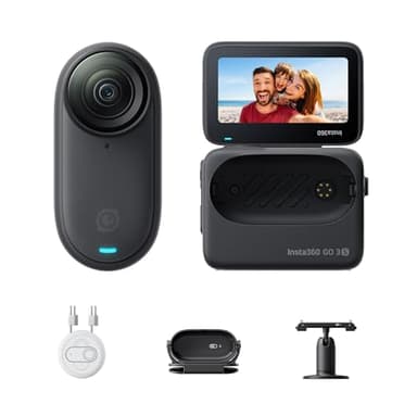 Insta360 GO 3S Noir Minuit (128GB) - Petite caméra de vlog 4K, POV Mains Libres, Montage Partout, stabilisation, 140 Min d'autonomie, étanche à 10 m, édition IA, pour Voyage, vlog
