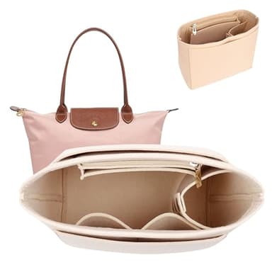GADITIEK Organisateur de sac à main pour femme, Organiseurs Sac a main en feutre, Bag Organizer pour longchamp sac pliage les poignées longues (Beige, M)