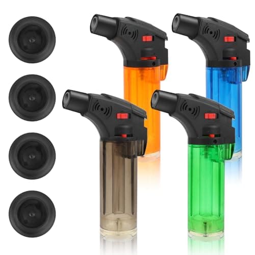 AWAMRWA Lot de 4 briquets tempête - Briquet tempête - Briquet à gaz rechargeable pour bougie, cheminée (gaz non inclus)