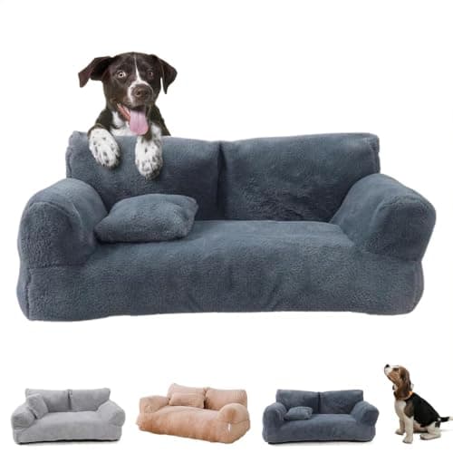 EHOTER Canapé-lit Doux Et Apaisant pour Chat Canapé Apaisant pour Animaux De Compagnie Canapé Moelleux en Peluche pour Chien Canapé Amovible Et Lavable en Coton PP pour Chats (S,Gris Foncé)