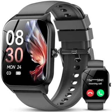 Montre Connectée Homme Femme,1.85" HD Smartwatch avec Appels Bluetooth,115+ Sportifs Modes Montre, IP68 Étanche , Moniteur Sommeil, Fréquence Cardiaque ,Podometre pour Android iOS Noir, Noir brillant