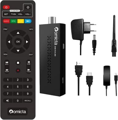 Romicta Décodeur TNT HD - Tuner HDMI DVB-T2/C, Résolution 1080P H.265 HEVC 10 Bits, USB, WiFi, PVR, LCN, Youtube, Lecteur Multimédia, Télécommande Universelle 2 en 1