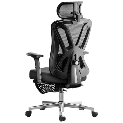 Hbada P5 Chaise de Bureau Ergonomique Fauteuil de Bureau - Soutien Lombaire 2D Réglable, Appui-Tête et Accoudoirs Réglables, Inclinaison 135°, Noir avec Repose-Pieds