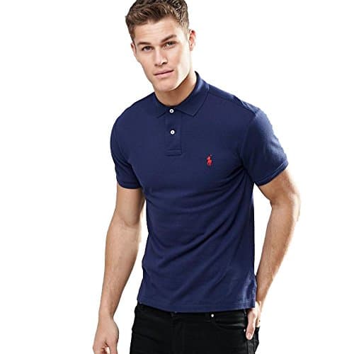 Ralph Lauren Polo piqué Custom Slim-Fit (IT, Texte, M, Regular, bleu marine), bleu marine