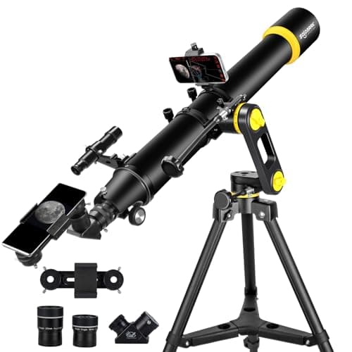 Télescope pour adultes professionnels d'astronomie - Ouverture de 90 mm - Télescope haute puissance de 1000 mm pour débutants et enfants avec réglage de précision - Adaptateur de téléphone avec
