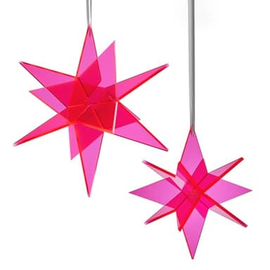 Cazador-del-sol ® - L'original | Estrella | 3D | Lot de 2 étoiles attrape-soleil rouges | Diamètre 20 et 13 cm