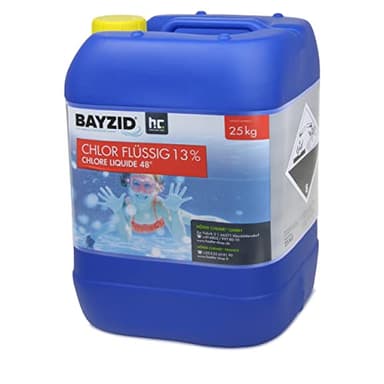 Höfer Chemie 25 kg Chlore Liquide 48° pour Piscine avec Une teneur en Chlore Actif de 13 à 15% pour l'entretien des piscines et la désinfection de l'eau - Made in Germany