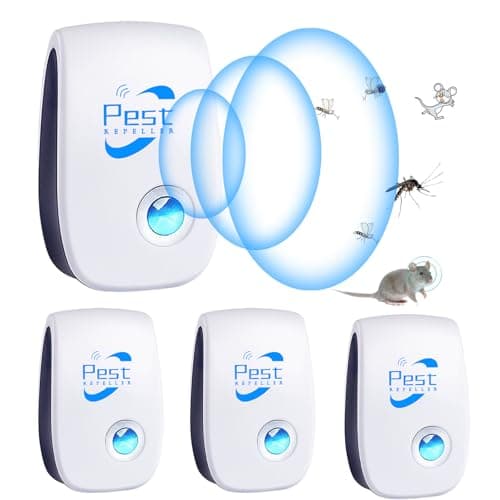 Répulsif Ultrason Anti-Rongeurs Insectes, 4 Pcs Ultrason Anti Moustique Ultrason Souris et Rats, Intérieur Répulsif Électronique Insectes pour Souris, Rats Fourmis Araignées Moustiques
