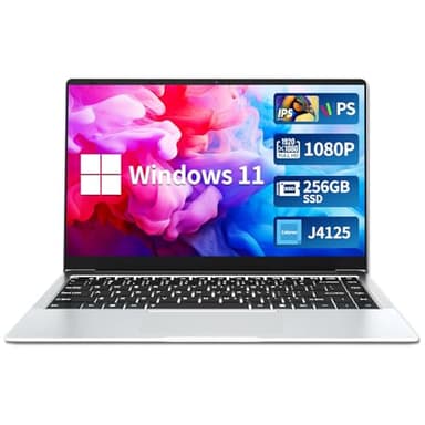 DARYUKUM Ordinateur Portable 14 Pouces, PC Portable Celeron J4125 processeur Win11 Pro, Laptop 8Go LPDDR4 256Go SSD ROM, Mini HDMI USB 3.0 2.0 WiFi Bluetooth 5.0 Argent Ordinateur PC Fin et léger