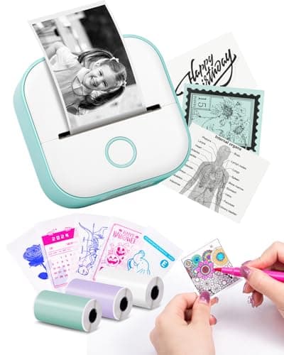 Memoking Mini Imprimante - Imprimante à Autocollants T02 Mini Thermique Imprimante Portable D'autocollants sans Encre Poche Bluetooth Imprimante pour Notes D'étude,Diagrammes Anatomiques,Photos